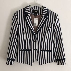 NWT H&M Navy and White Striped Blazer